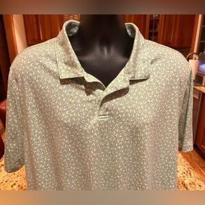 UNTUCKit men’s polo. Sharp green & blue print with‎ logo. 2XL